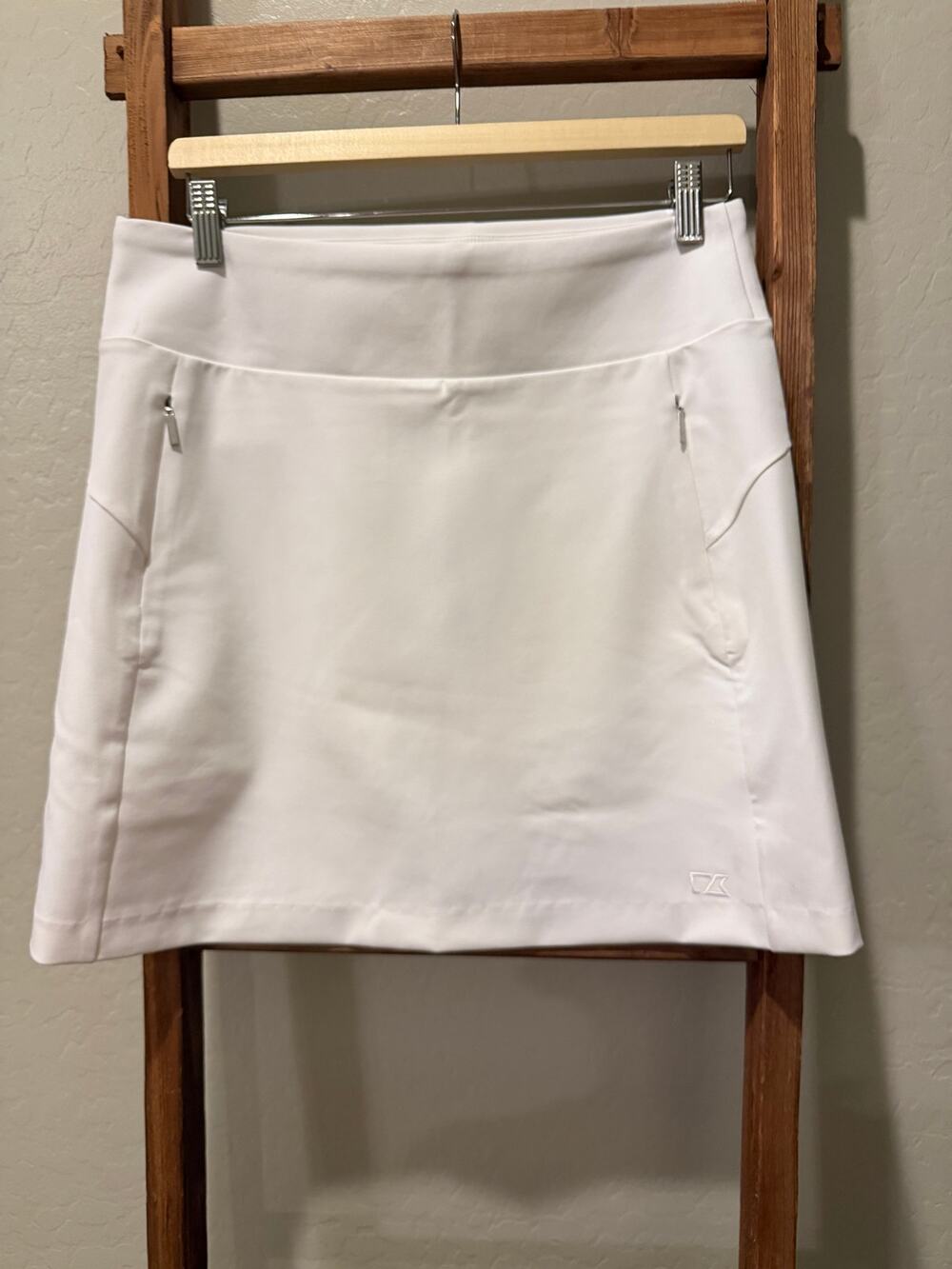 Cutter & Buck White DryTec Golf Skort Skirt UPF 50+ NWT Medium